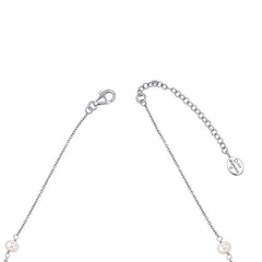 D for Diamond Pearl Station Necklace with Diamond
