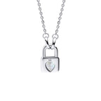 D for Diamond Padlock Heart Necklace with Diamond