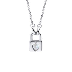 D for Diamond Padlock Heart Necklace with Diamond
