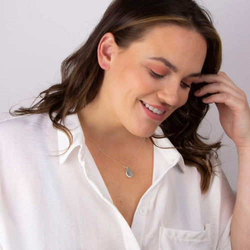 Silver Oval Engravable Locket Necklace