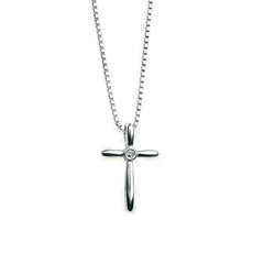 D for Diamond Round Profile Cross Pendant with Diamond