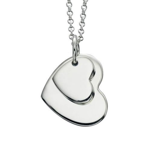 Silver Double heart Engravable Pendant