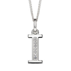 Silver Initial Pendant with CZ