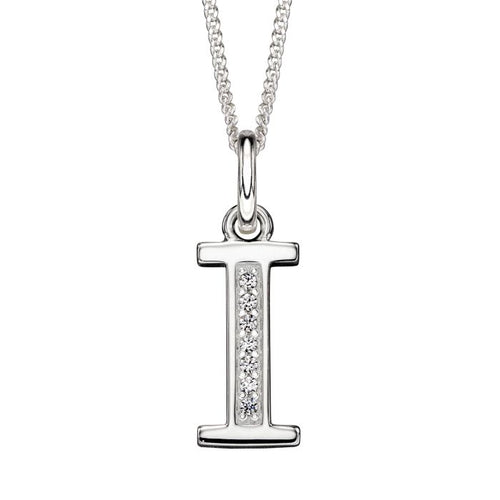 Silver Initial Pendant with CZ