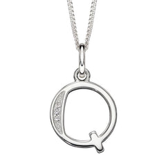 Silver Initial Pendant with CZ