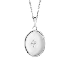 Silver Oval Engravable Locket Necklace