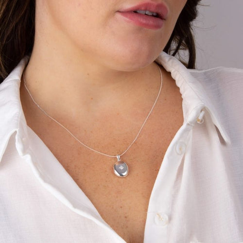 Silver Oval Engravable Locket Necklace