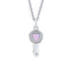 D for Diamond Key Heart Pendant with Diamond