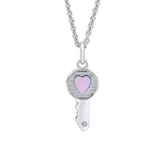 D for Diamond Key Heart Pendant with Diamond