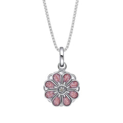D for Diamond Pink Spinning Flower Necklace