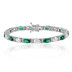 Silver & Co London Oval Simulated Emerald & Cubic Zirconium Bracelet