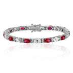 Silver & Co London Oval Simulated Ruby & Cubic Zirconium Bracelet