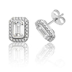 Silver & Co London Baguette Cluster Cubic Zirconium Stud Earrings.