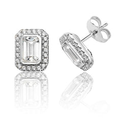 Silver & Co London Baguette Cluster Cubic Zirconium Stud Earrings.