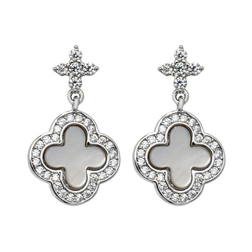 Silver & Co London Sterling Silver Mother Of Pearl Clover Earrings