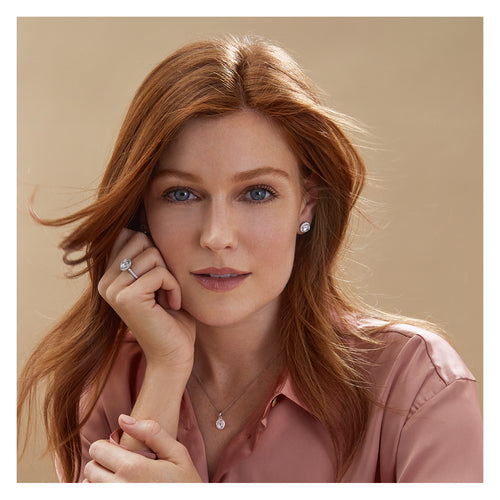 Silver & Co London Sterling Silver Claw Set Halo Style Round Cubic Zirconium Ring