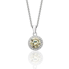 Silver & Co London Sterling Silver Yellow Cubic Zirconium Halo Pendant