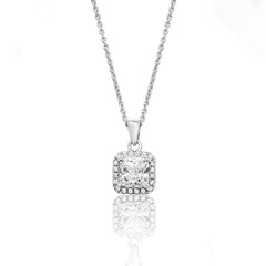Silver & Co London Sterling Silver Square Cubic Zirconium Cluster Necklace