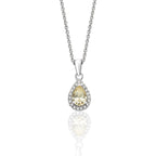 Silver & Co London Sterling Silver Yellow Cubic Zirconium Pear Halo Pendant