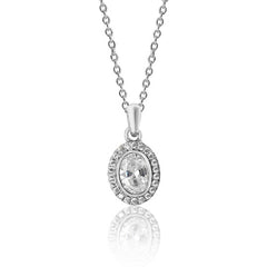 Silver & Co London Oval Cubic Zirconium Cluster Necklace