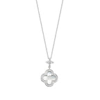 Silver & Co London Sterling Silver, Mother Of Pearl and Cubic Zirconium Clover necklace