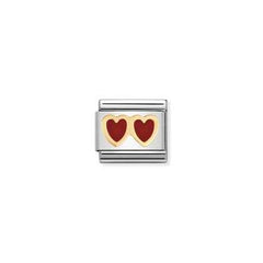 Nomination Gold Red Hearts Charm
