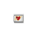 Nomination Gold Red Heart with Arrow Charm