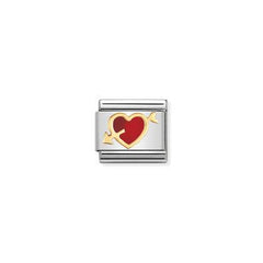 Nomination Gold Red Heart with Arrow Charm