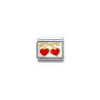 Nomination Gold Red Heart Cherries Charm