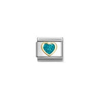 Nomination Turquoise Glitter Heart Charm