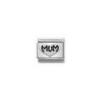 Nomination Silver Mum writing with Heart Charm