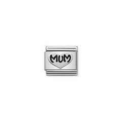 Nomination Silver Mum writing with Heart Charm
