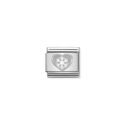 Nomination, Composable Link, Heart with Snowflake in Silver Charm