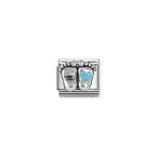 Nomination Baby Feet, Light Blue Heart Charm