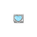 Nomination Pastel Blue Heart, beaded setting Charm