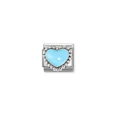 Nomination Pastel Blue Heart, beaded setting Charm