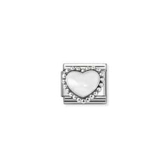 Nomination White Heart, beaded setting Charm