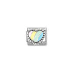 Nomination Pastel Stripe Heart, beaded setting Charm