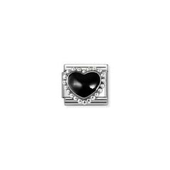 Nomination Black Heart, beaded setting Charm