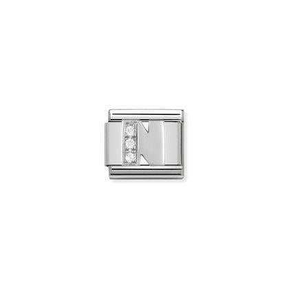 Nomination Letter Charms in Stainless Steel And Cubic Zirconium