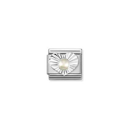 Nomination Composable Link silver Heart White Pearl Charm