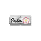 Nomination Composable Double Link Sister Pink Flower Charm