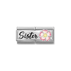 Nomination Composable Double Link Sister Pink Flower Charm