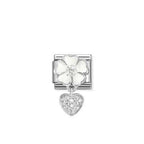 Nomination White Flower And Cubic Zirconium Heart Charm