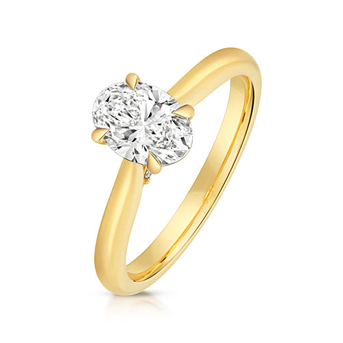9ct Yellow Gold 1.00ct Certified Oval-Cut Lab-Grown Diamond Ring