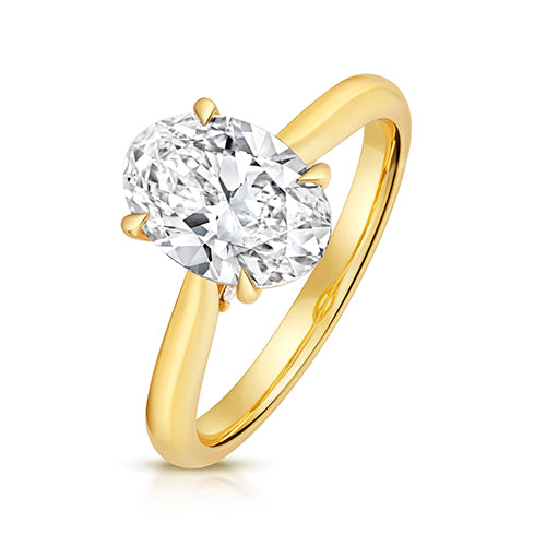 9ct Yellow Gold 2.00ct Certified Oval-Cut Lab-Grown Diamond Ring