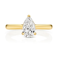 9ct Yellow Gold 1.00ct Certified Pear-Cut Lab-Grown Diamond Ring
