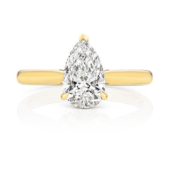 9ct Yellow Gold 1.50ct Certified Pear-Cut Lab-Grown Diamond Ring