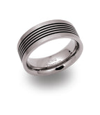Gents Titanium Ring 8mm Wide With Rubber Tramlines TR-39