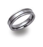 Gents Tungsten Ring 6mm Wide With Polished Centre An Outers 6mm Wide TUR-2
